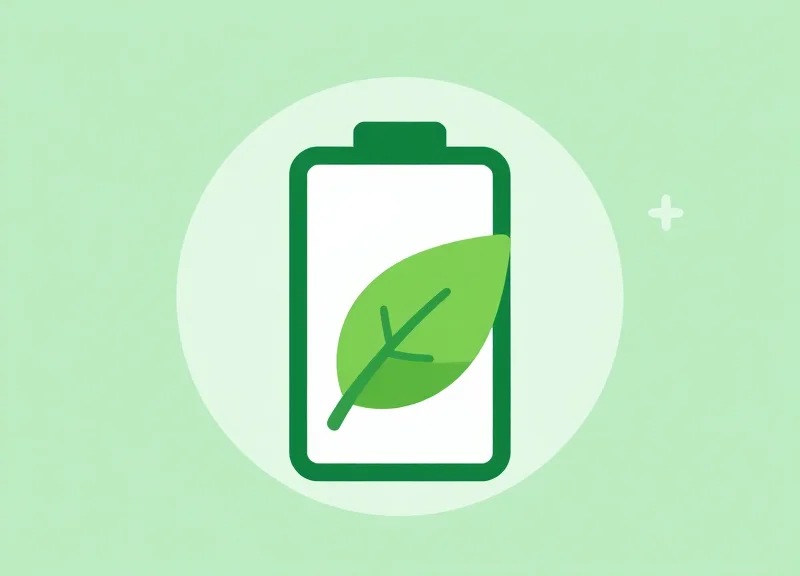 A conceptual vector illustration of a battery symbol merging with a leaf to represent eco-friendly technology and longevity.