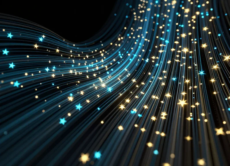 Abstract representation of live customer review data flowing through a digital system.