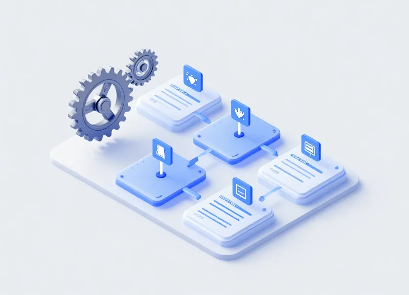 Isometric view of an automated scheduling workflow for real-time data synchronization