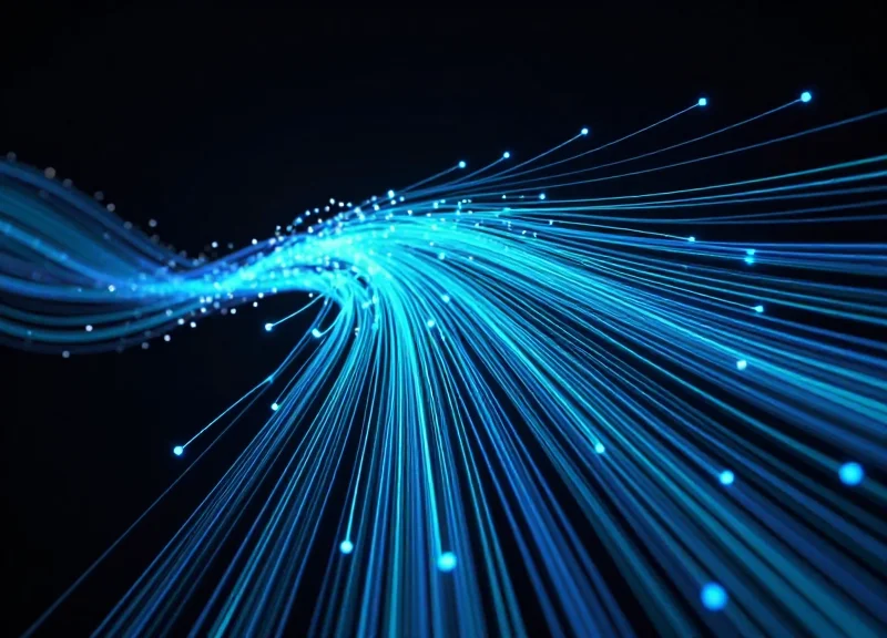Abstract visualization of high-speed data streams representing real-time accuracy.