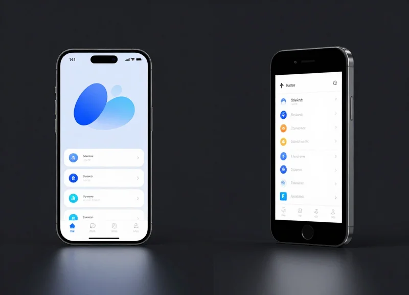 Comparison showing price synchronization between a mobile app and a digital store label using abstract symbols.