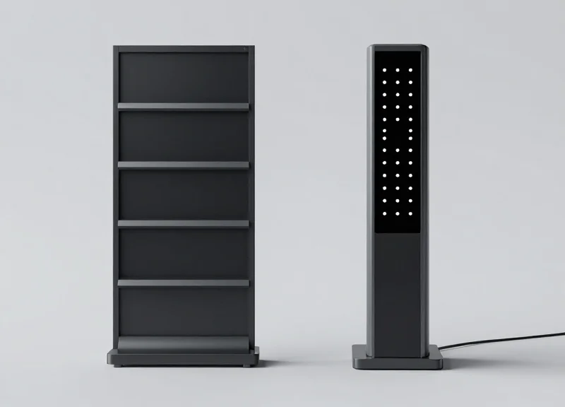 Side-by-side comparison of an ESL device and a pick-to-light LED module.