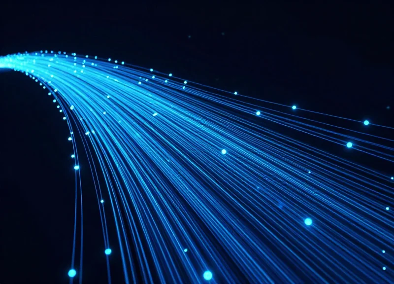 Abstract visualization of a fast 2-second data pulse across a digital network.
