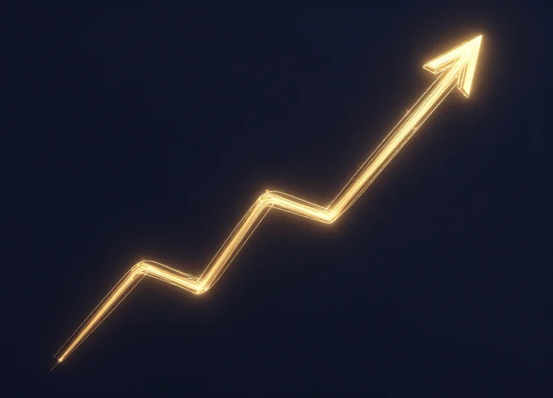 Conceptual image of a rising data curve symbolizing a 40 percent efficiency gain.