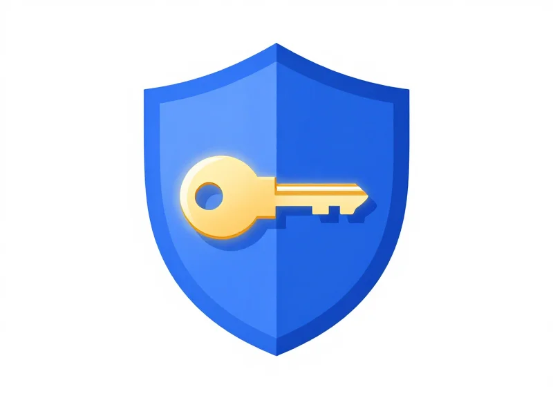 Conceptual illustration of digital security and authentication using a digital key and shield.