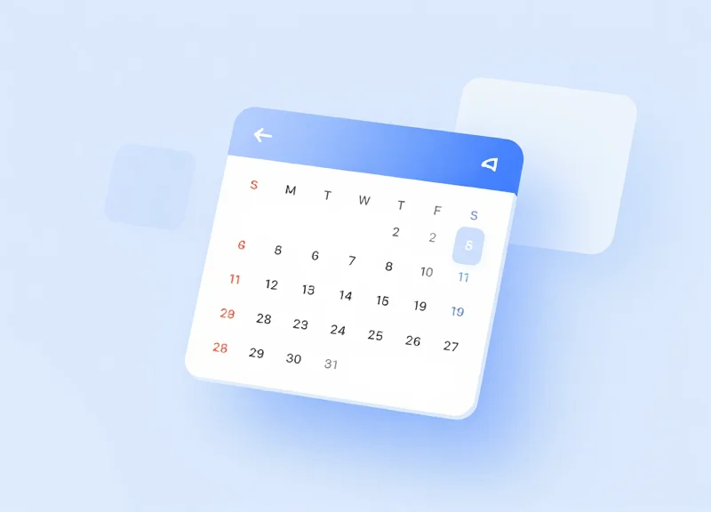 Abstract UI mockup of a calendar scheduling application with glassmorphism effect.