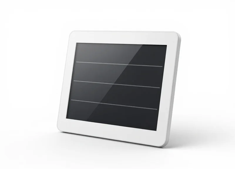 A sleek modern electronic shelf label mounted on a clean white library shelf.