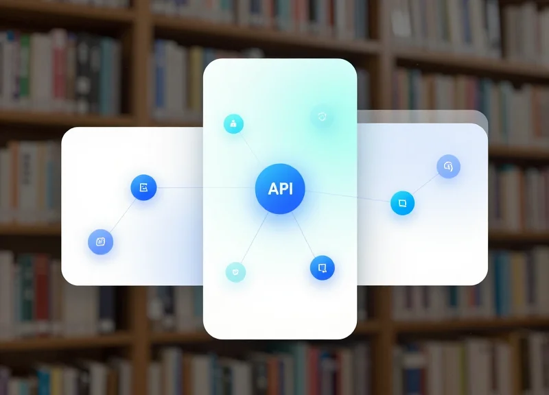 Abstract software interface concept with glassmorphism and data connection cards