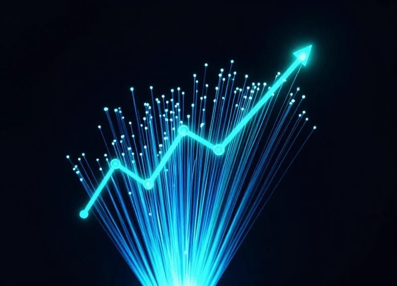 Abstract visualization of glowing data streams representing efficiency and growth in a dark digital space.