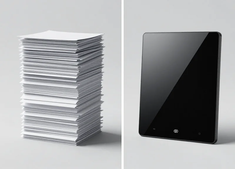 Comparison between traditional paper signs and a modern digital room rate display