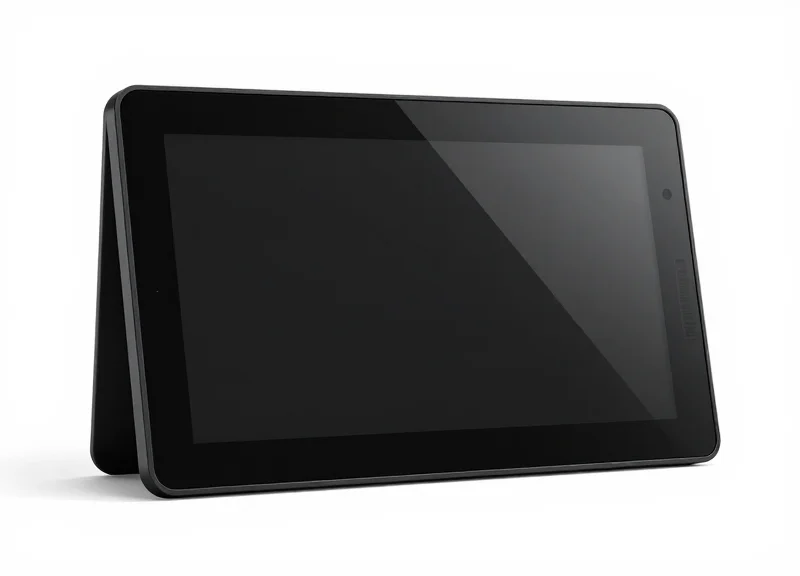 A sleek modern electronic shelf label with a digital display on a pure white background.
