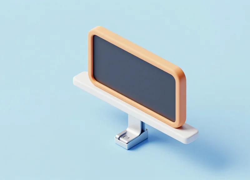 Isometric 3D view of a small ESL device being snapped into its mechanical locking mechanism on a rail.