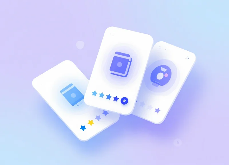 An abstract user interface mockup showing a mobile retail dashboard with star ratings.