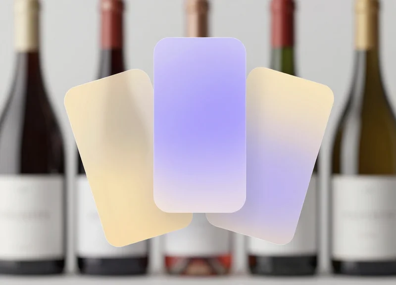 Modern mobile app interface mockup showing connectivity with wine cellar tags using NFC.
