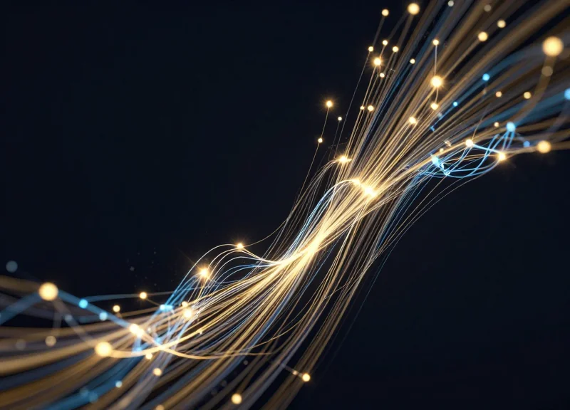 Abstract glowing data visualization representing profit margin growth.