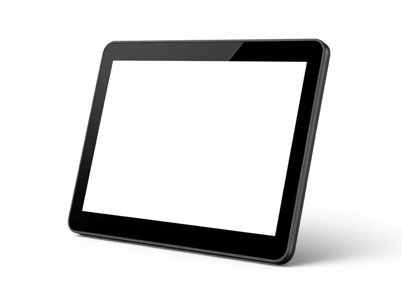 A professional studio shot of a modern electronic shelf label with a high-definition e-paper display on a white background.