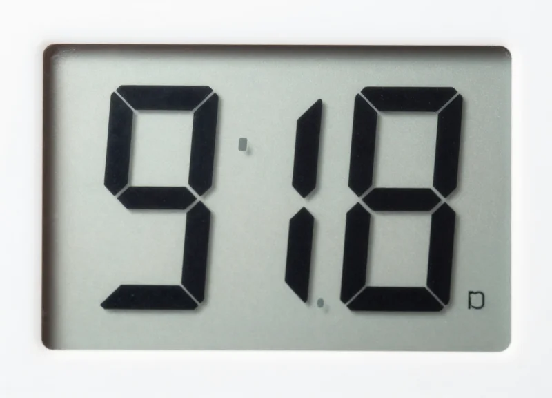 Macro view of an e-paper screen on a digital price tag showing crisp visual elements