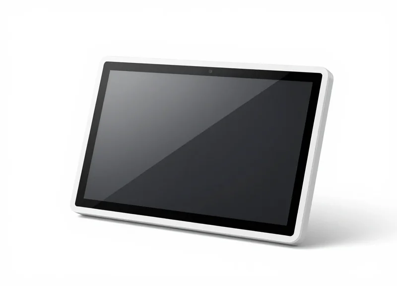 An ultra-slim 4.2-inch electronic shelf label with a sleek matte finish on a pure white background.