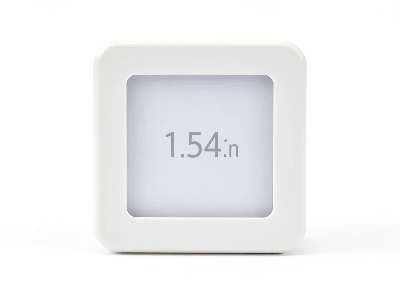 Small 1.54 inch electronic shelf label with a minimalist matte white finish