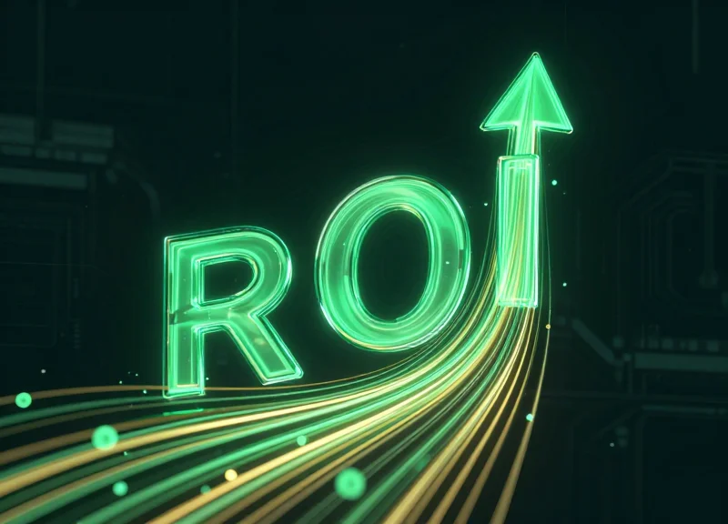 Abstract glowing data streams moving upward representing financial growth and investment returns.