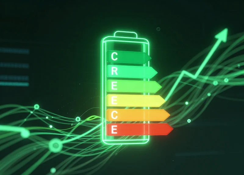 Abstract visualization of long-lasting battery life and energy efficiency.