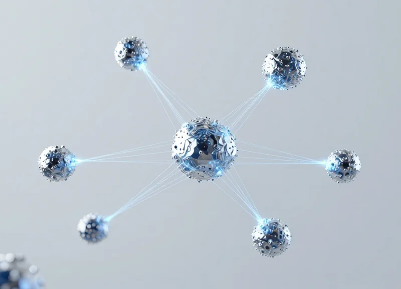 Abstract visualization of electronic ink micro-capsules and energy currents representing e-paper technology.