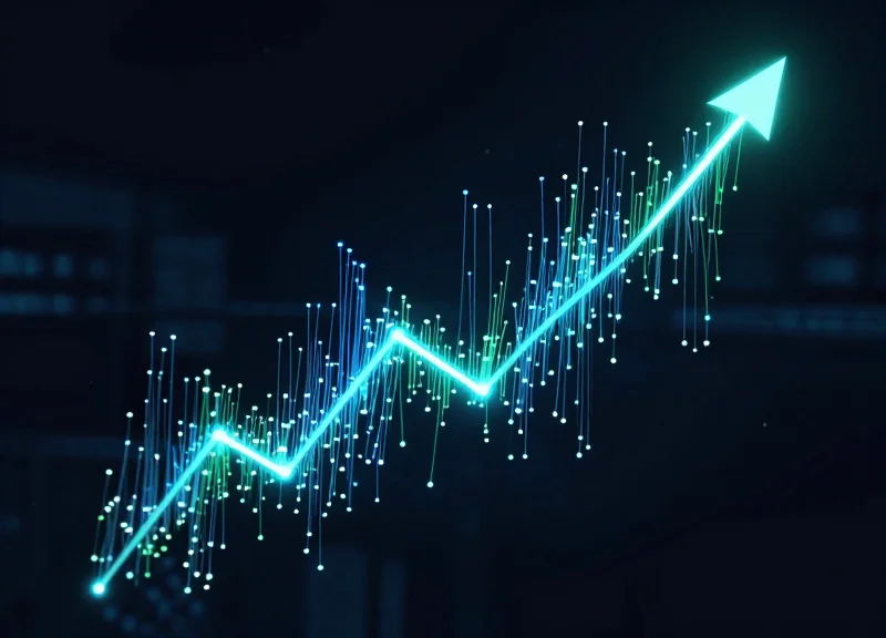 Abstract visualization of energy flow and battery efficiency in a technological context.