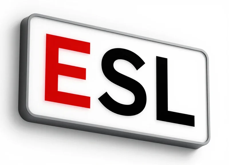 Close-up of a sleek electronic shelf label showing red and black graphics on a white background.