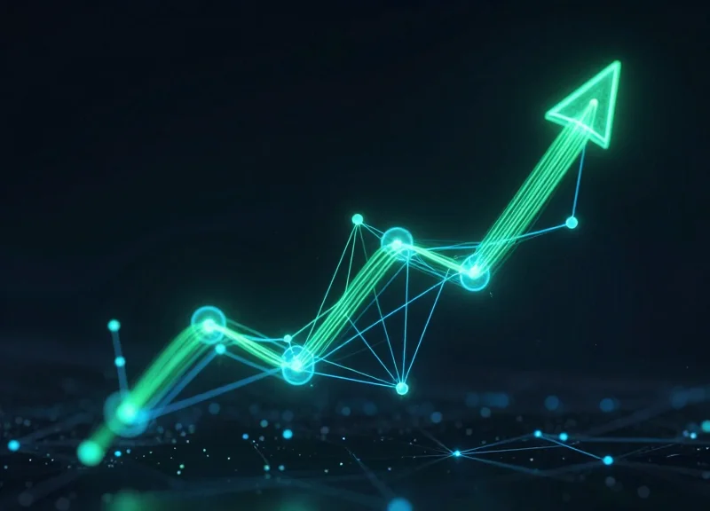 Abstract digital visualization of financial growth and maintenance savings