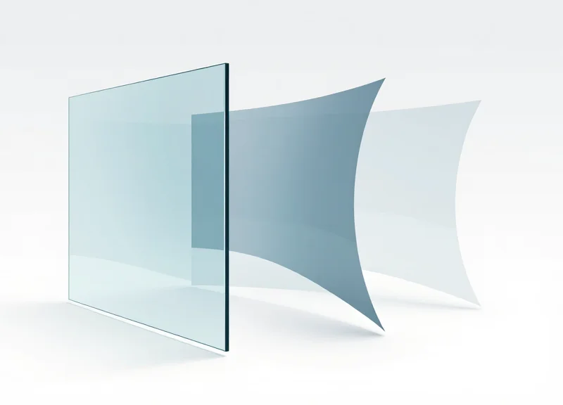 Conceptual illustration showing the transition from rigid flat screens to flexible, flowing display technology.