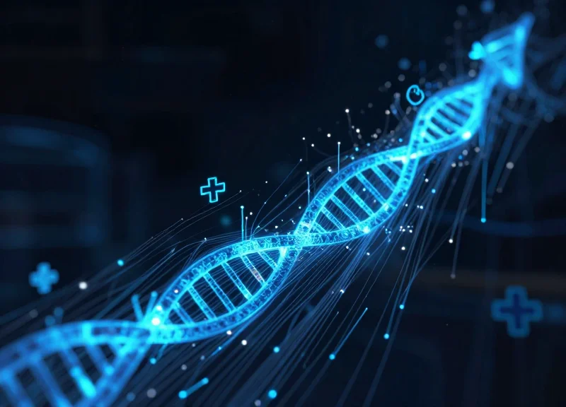 Abstract digital medical data visualization representing the future of healthcare technology evolution.