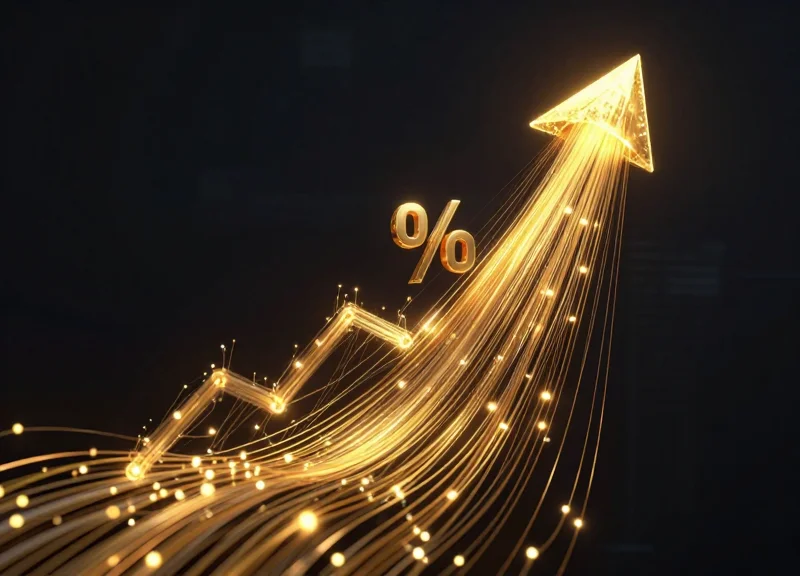 Abstract visualization of a 35 percent growth trend in sales conversion.